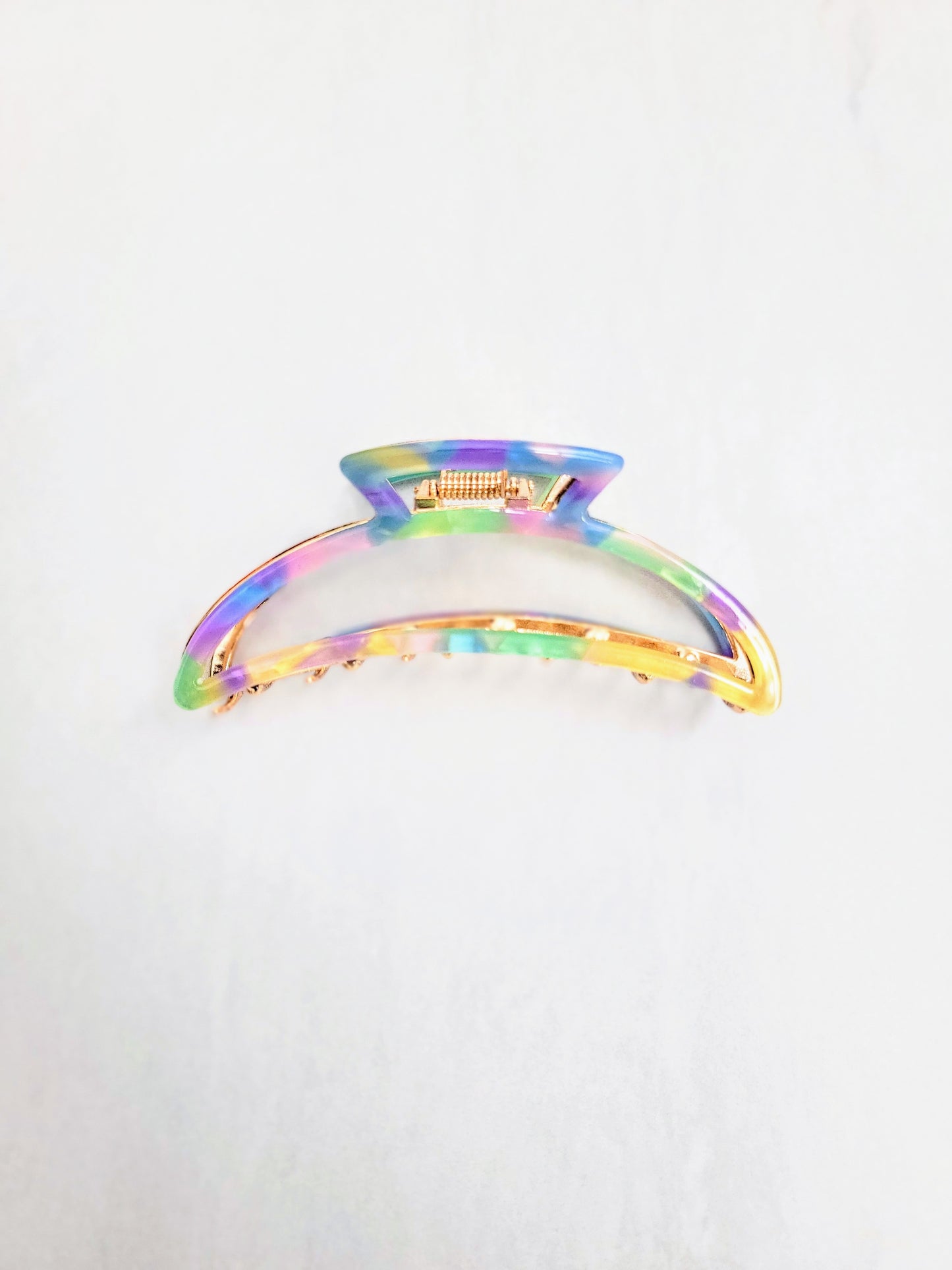 Half Moon Hair Claw In Rainbow - Pink Love Monet