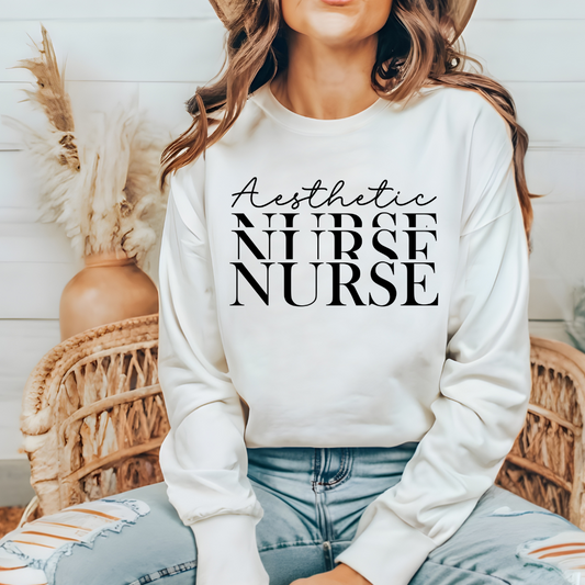 Aesthetic Nurse Graphic Sweatshirt - Pink Love Monet