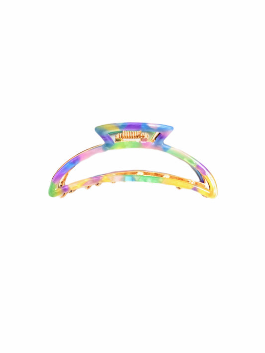 Half Moon Hair Claw In Rainbow - Pink Love Monet