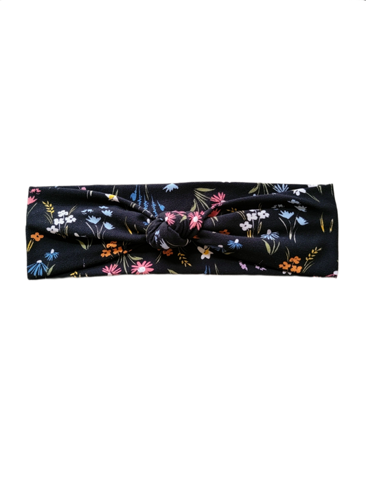 Black Floral Knot Headband - Pink Love Monet