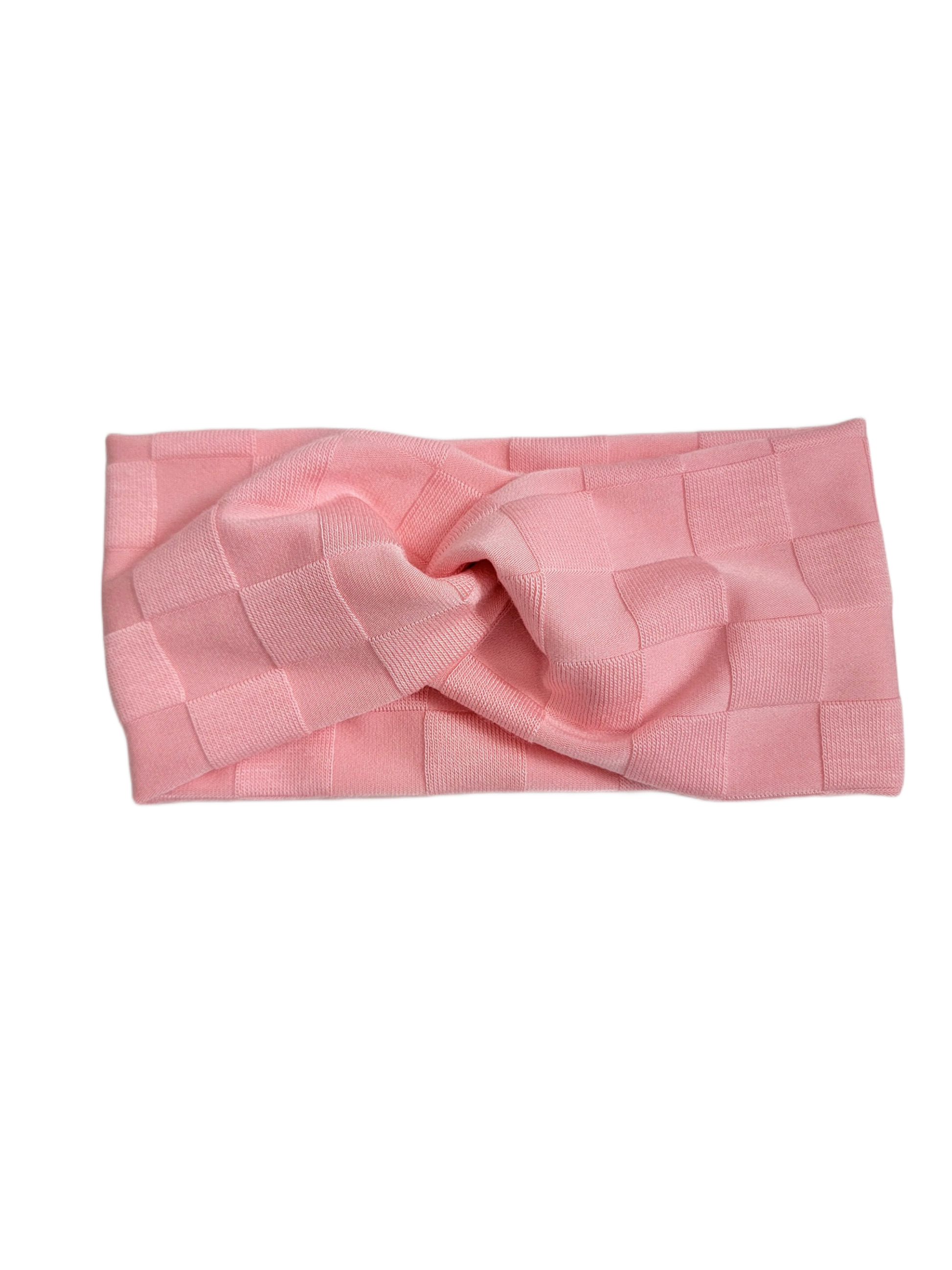 Pink Checker Twist Headband - Pink Love Monet