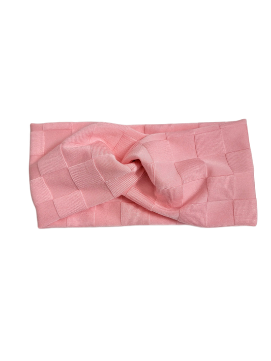 Pink Checker Twist Headband - Pink Love Monet