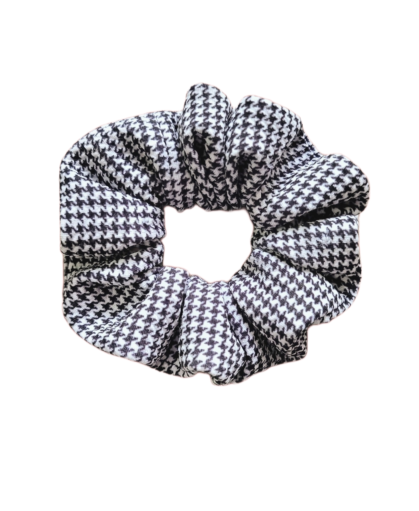 Houndstooth Scrunchie In Black And White - Pink Love Monet