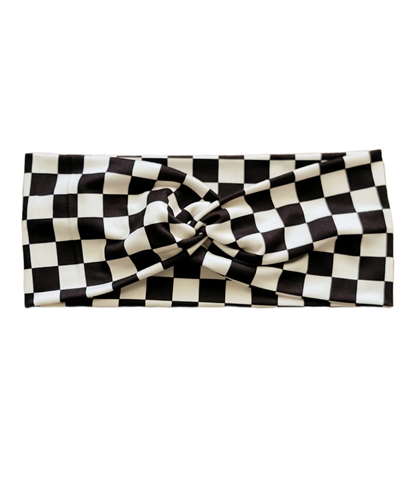 Black and White Checkered Twist Headband - Pink Love Monet