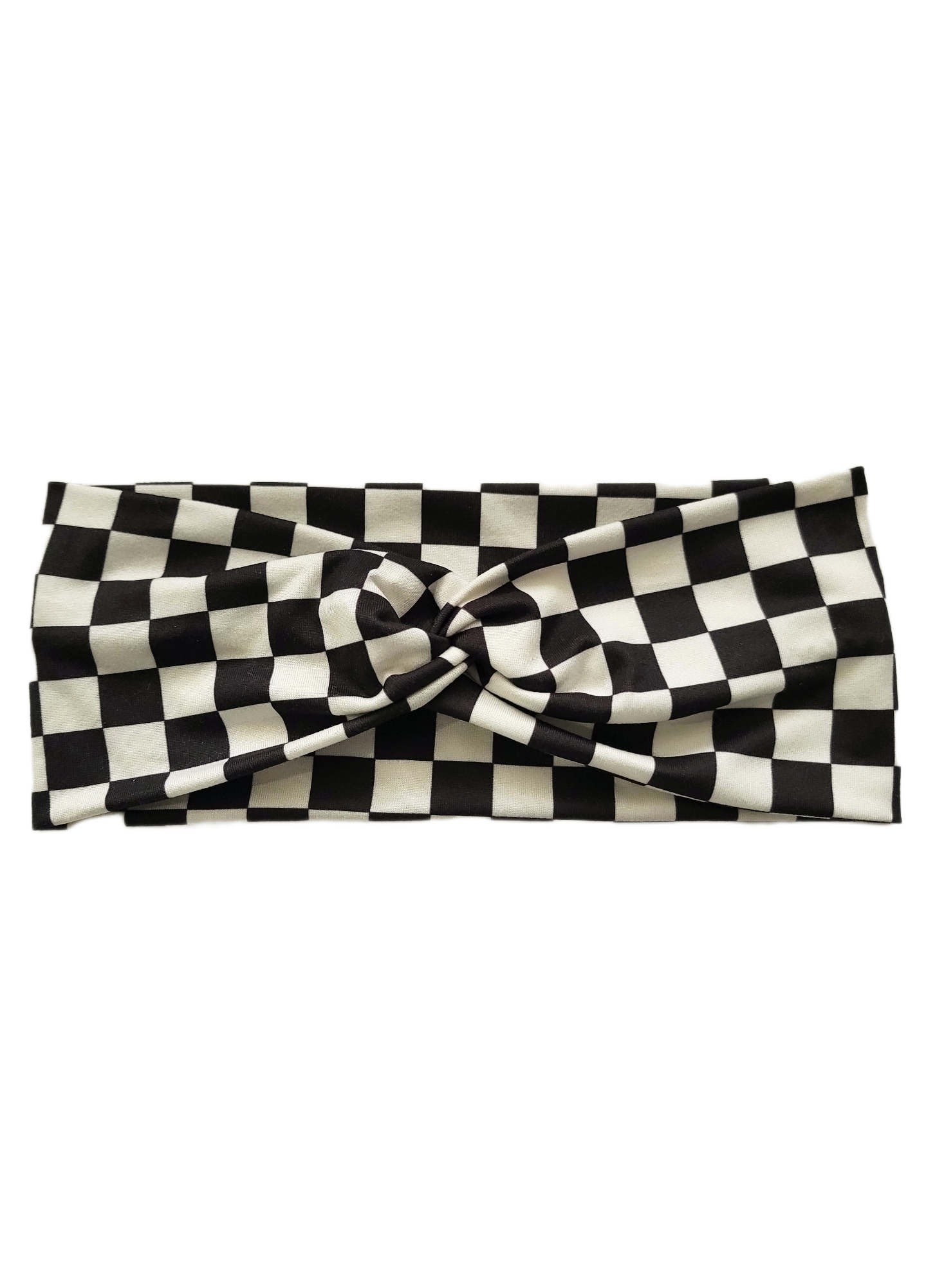 Black and White Checkered Twist Headband - Pink Love Monet