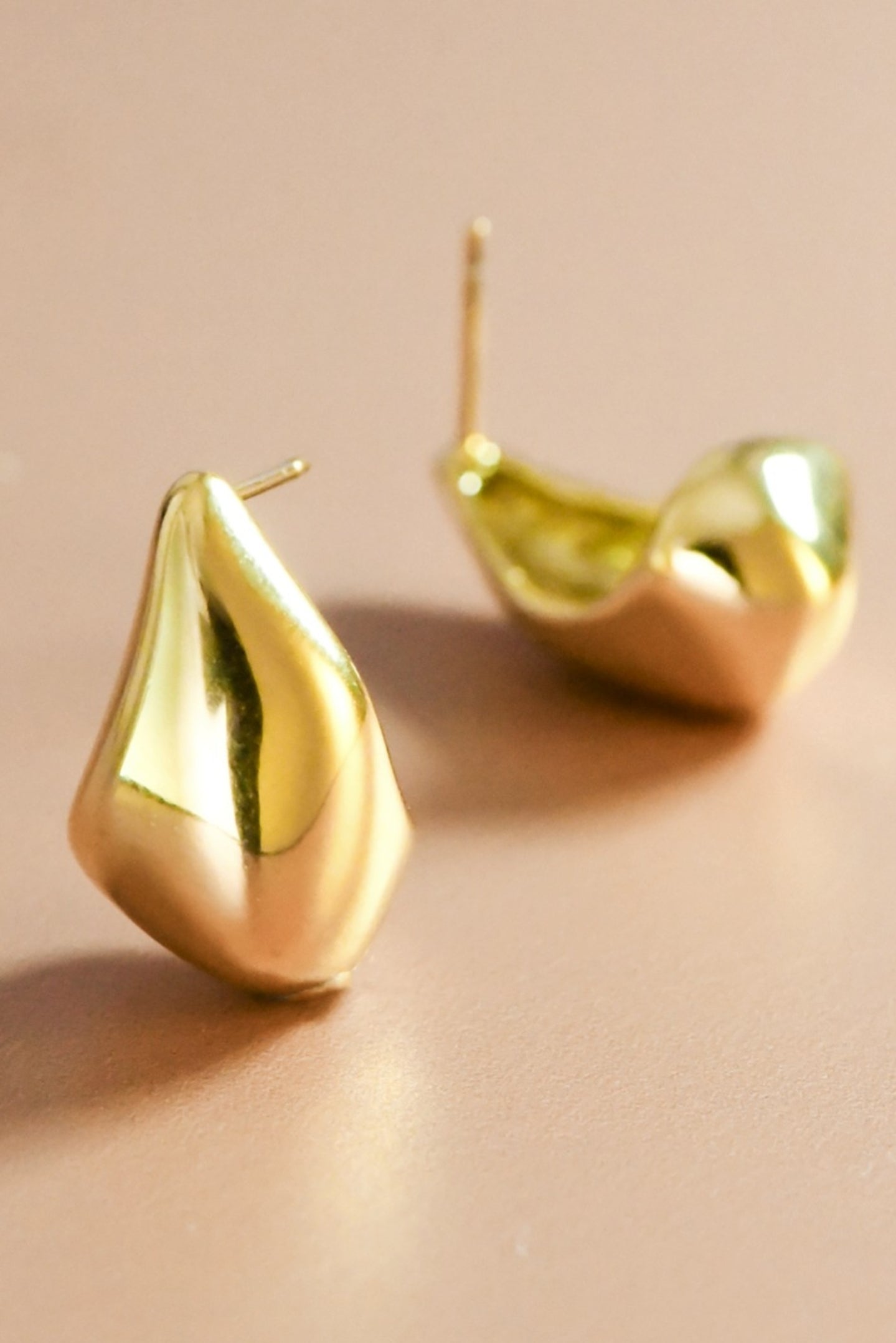 Erica Teardrop Gold Stud Earrings