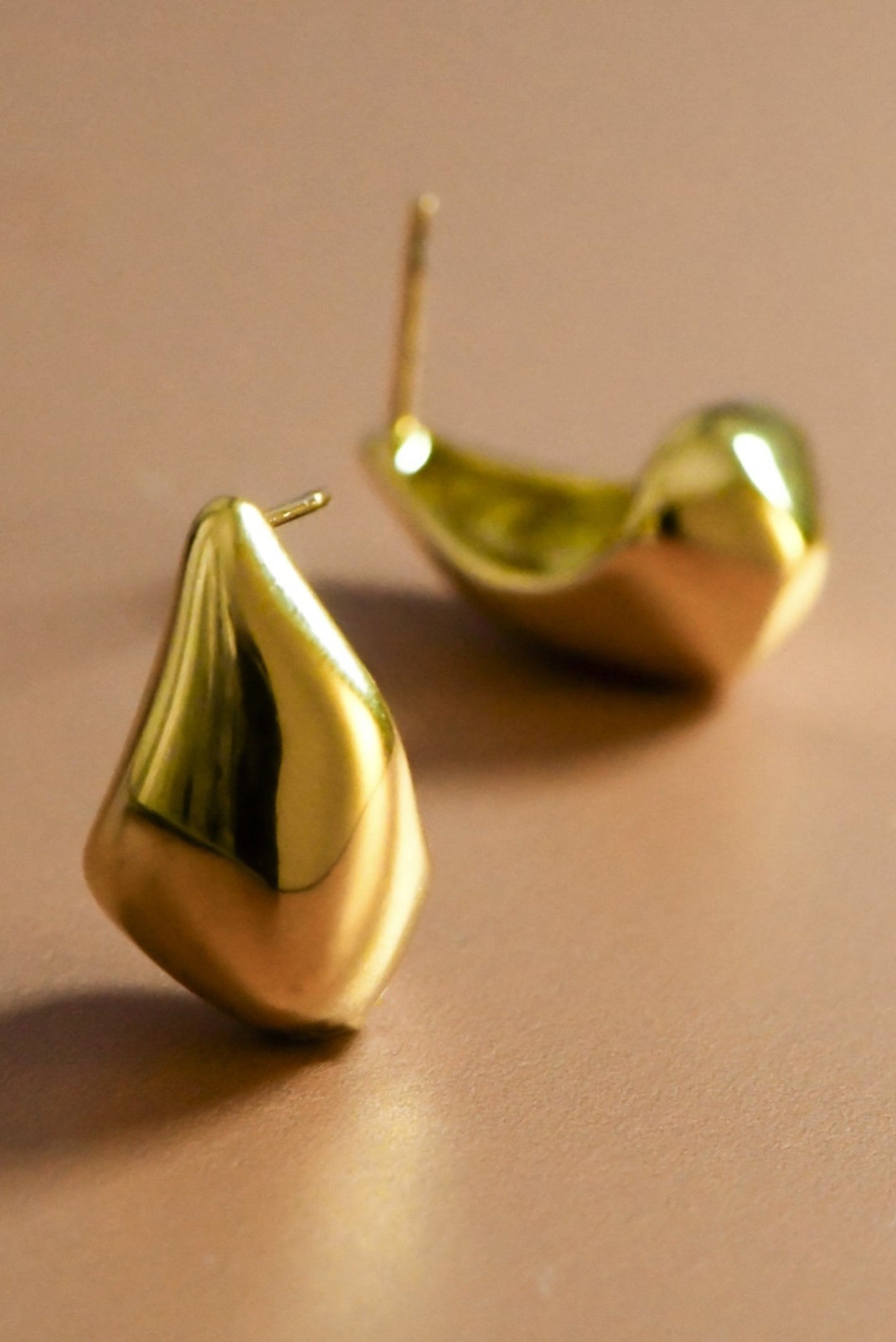 Erica Teardrop Gold Stud Earrings