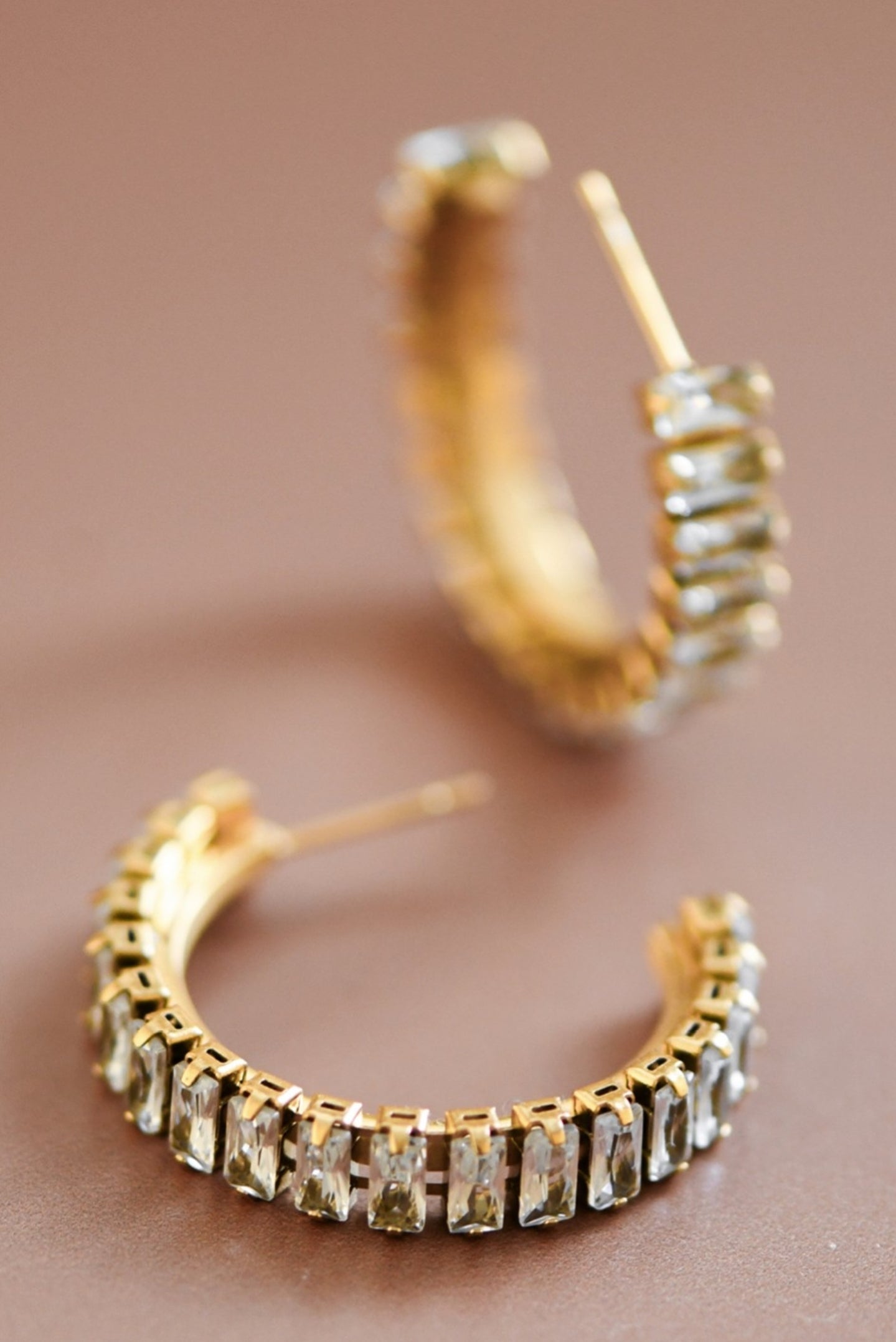 Capri Rhinestone Hoop Earrings In Gold