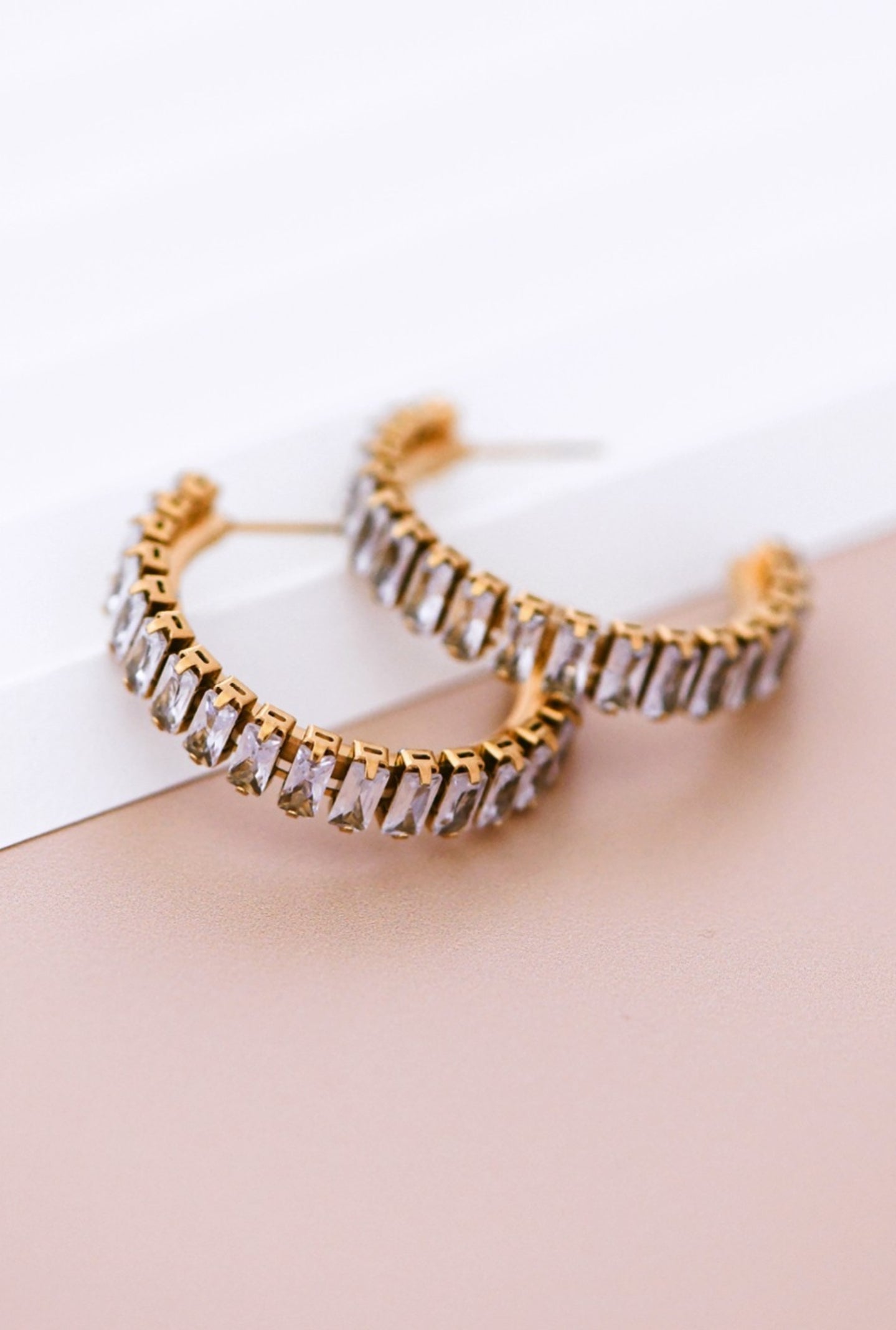 Capri Rhinestone Hoop Earrings In Gold