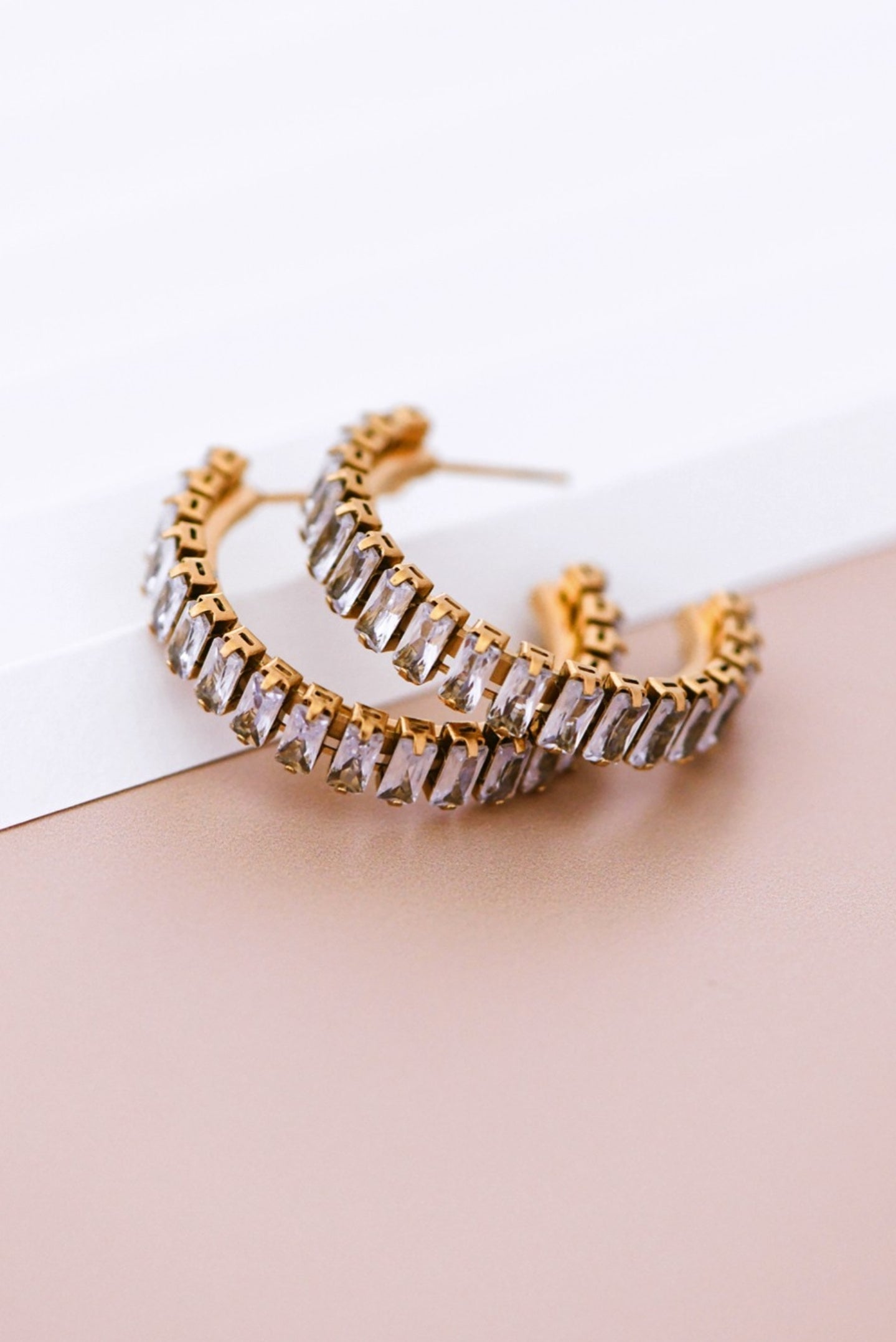 Capri Rhinestone Hoop Earrings In Gold