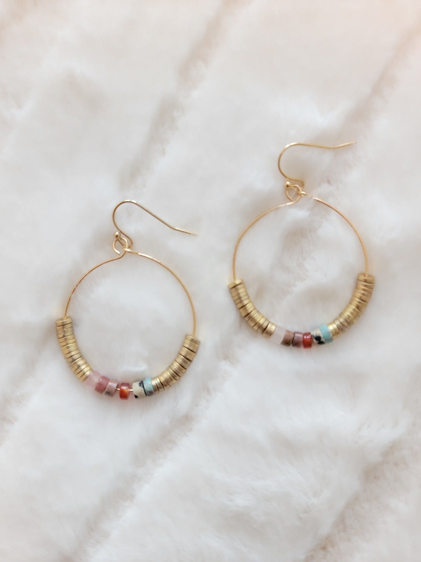 Kendy Beaded Hoop Earrings - Pink Love Monet