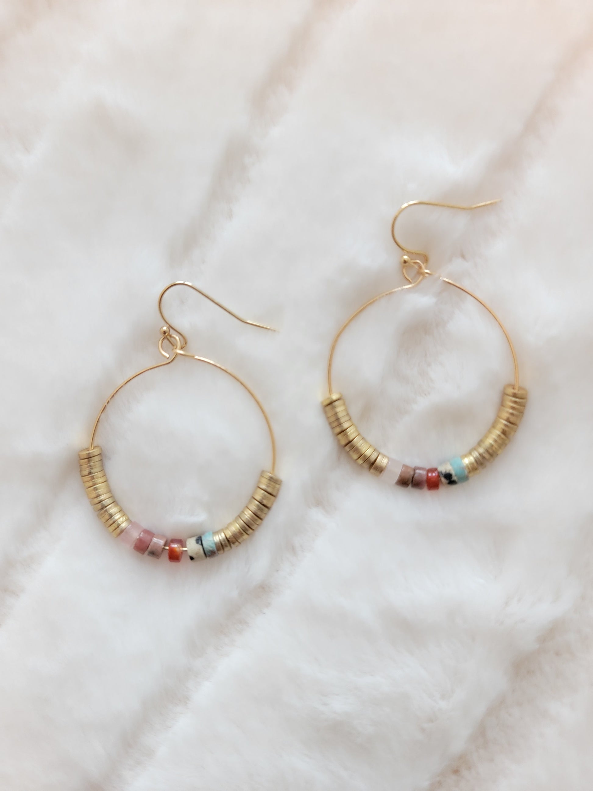 Kendy Beaded Hoop Earrings - Pink Love Monet