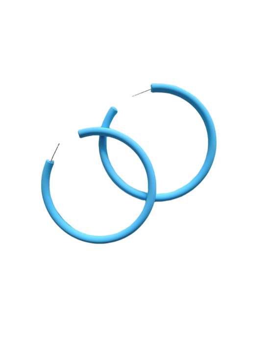 Lauren Blue Hoop Earrings - Pink Love Monet