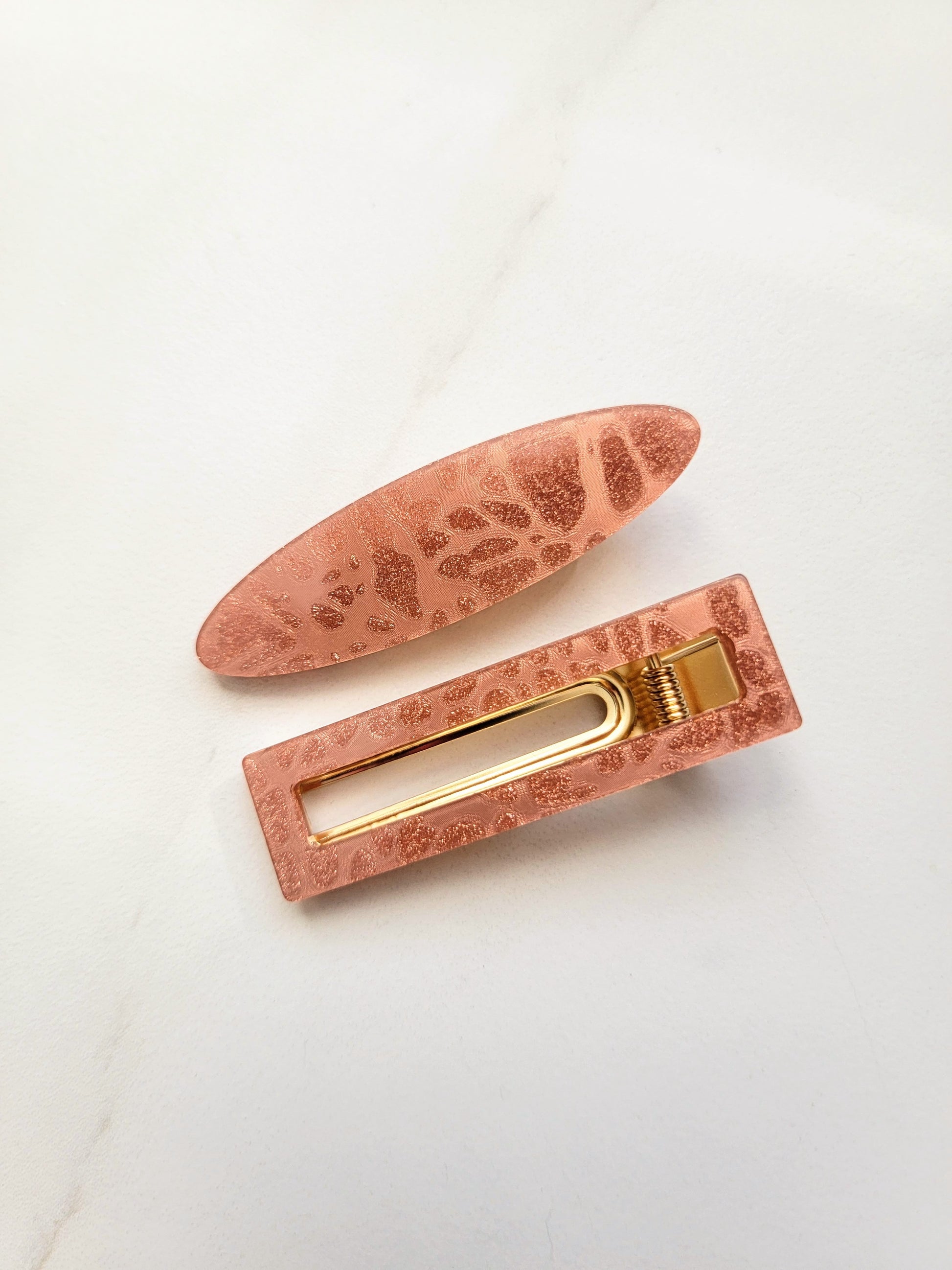 Leopard Acetate Hair Clip | Champagne - Pink Love Monet