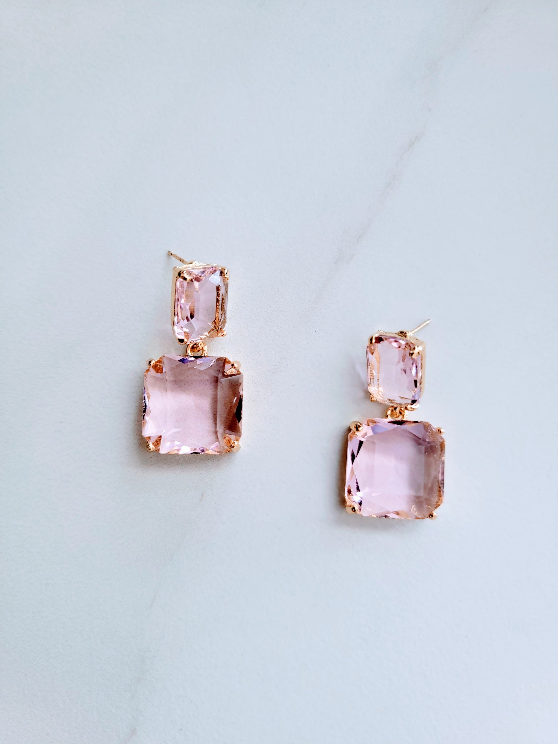 Charlie Gold Framed Drop Earrings In Pink Purple - Pink Love Monet