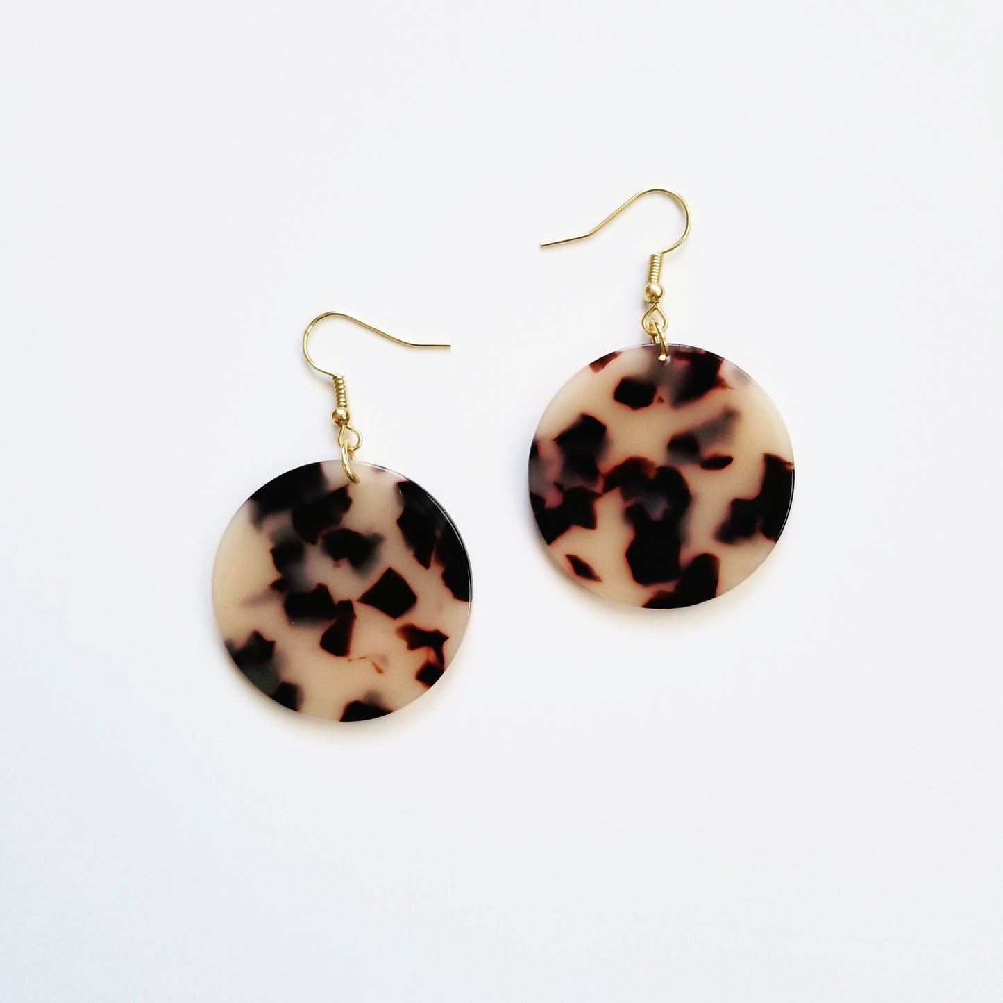 Catrine Blond Tortoise Shell Acrylic Circle Earrings - Pink Love Monet