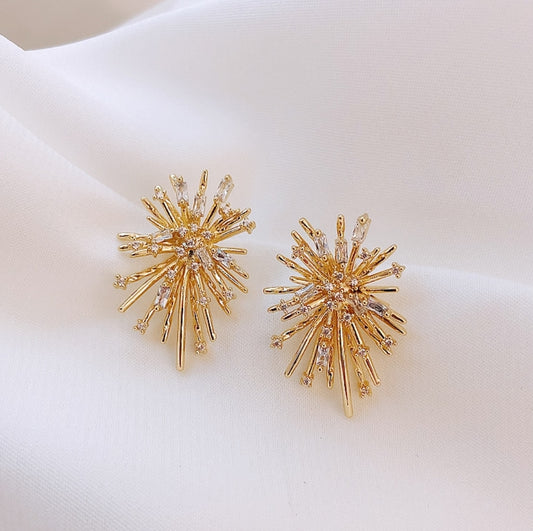 Firework Gold Earrings - Pink Love Monet