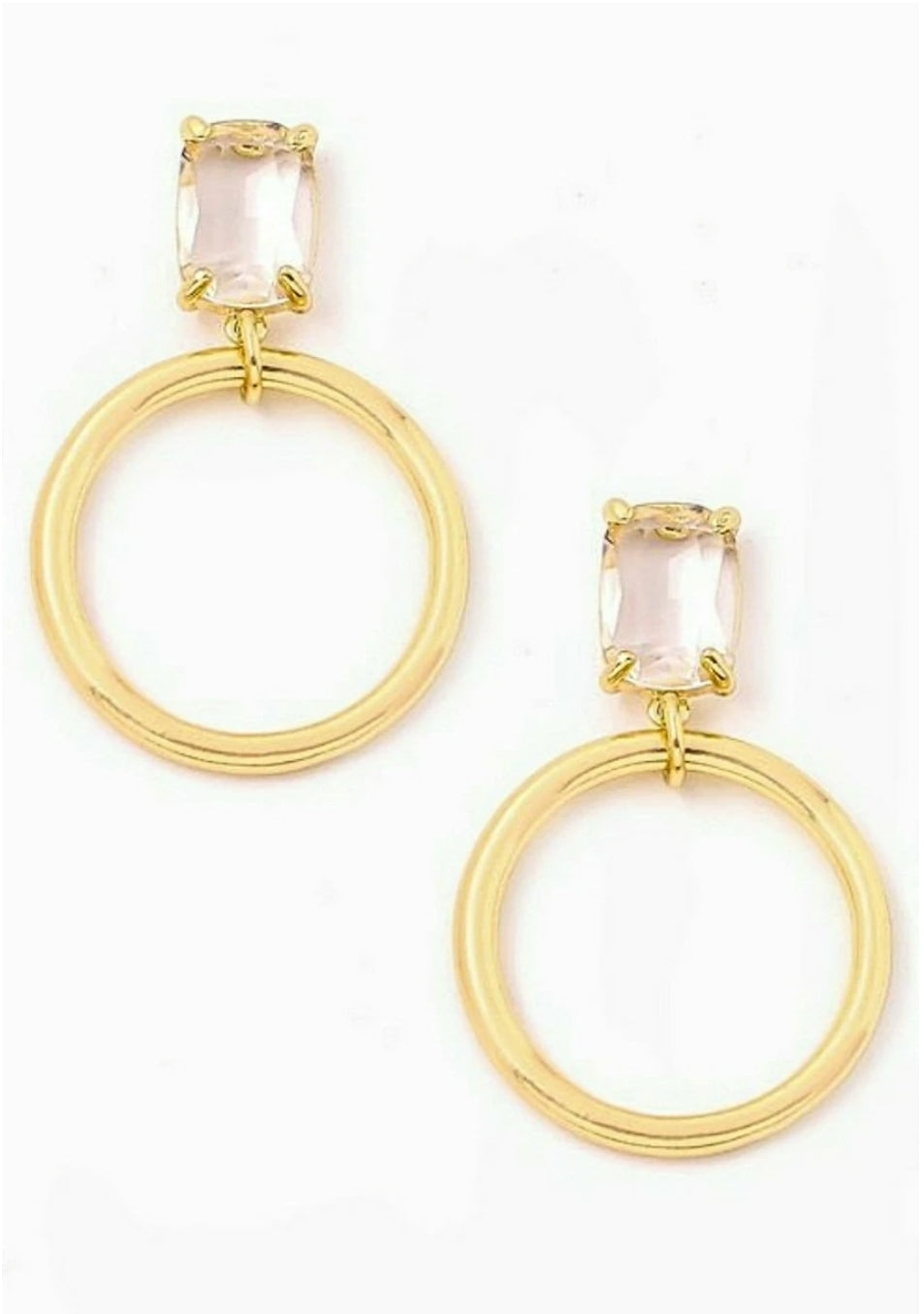 Zahra Crystal Hoop Earrings - Pink Love Monet